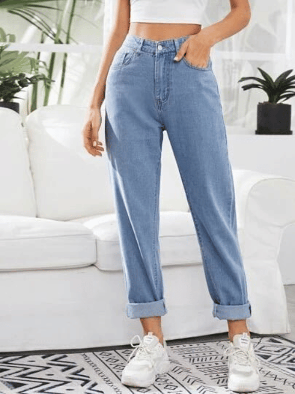 Calça mom jeans cintura alta