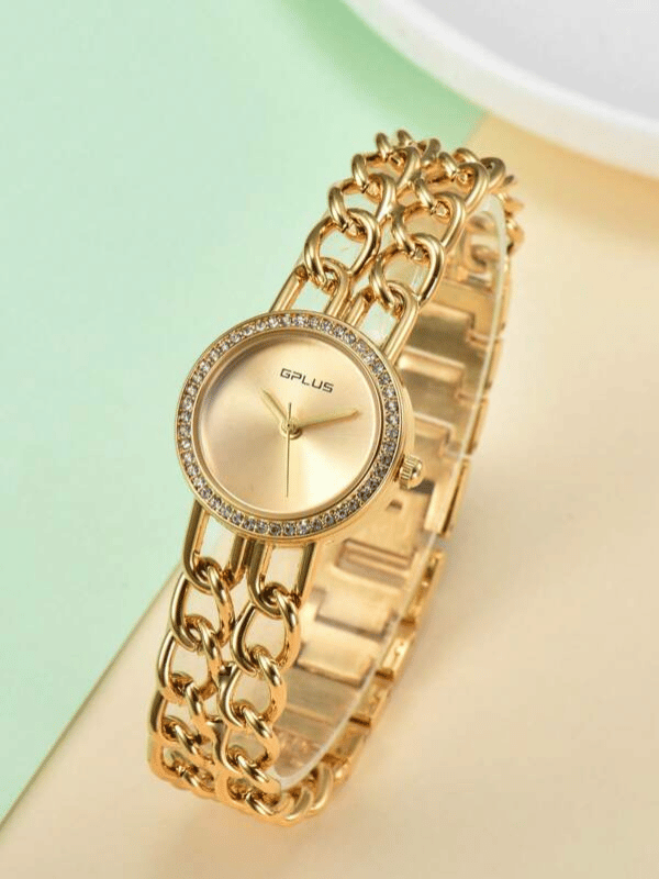 Relógio dourado com strass - Imagem 2