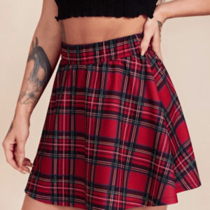 Saia curta com estampa xadrez