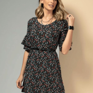 Vestido cinza com estampa floral